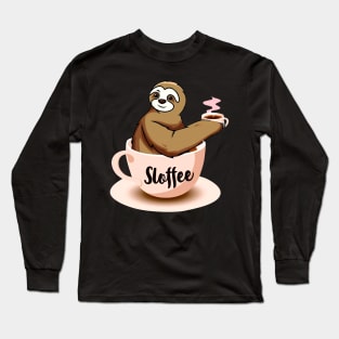 Sloffee Sloth Coffee Funny Long Sleeve T-Shirt